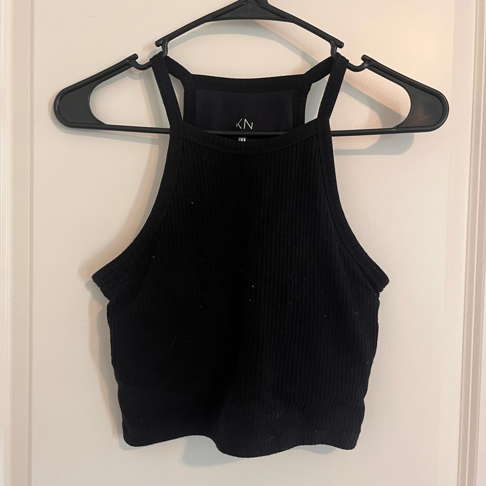 Klassy Network Ribbed High Neck Brami Crop